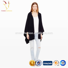 Front Open Damen Kapuzenwolle Strick Poncho